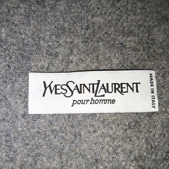 Yves Saint Laurent YSL Gray Blue Embroidered Wool Fringed Scarf Pre-Own… - Picture 8 of 8